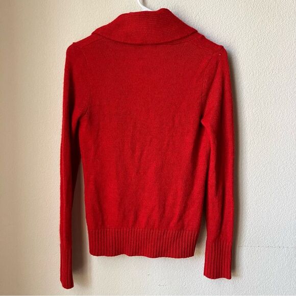 J. Crew Red Alpaca Merino Wool Blend Y2K 90s Preppy Deep V Neck Sweater XS - Picture 4 of 6